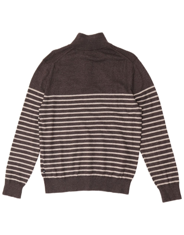 Maglione da uomo Nautica con zip e collo piccolo in cotone a righe grigie