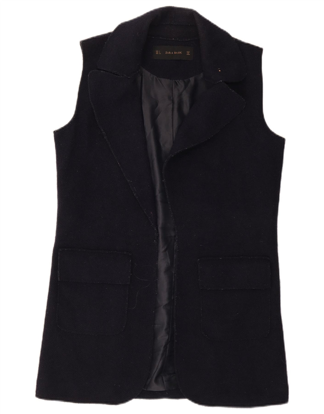 Gilet aperto da donna Zara con linea lunga UK 10 piccolo in lana blu navy