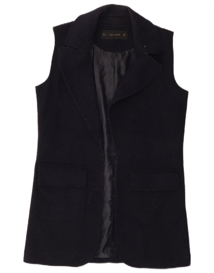 Gilet aperto da donna Zara con linea lunga UK 10 piccolo in lana blu navy