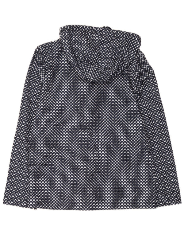 Crew Clothing Giacca antipioggia da donna con cappuccio UK 10 Small Blu navy geometrico