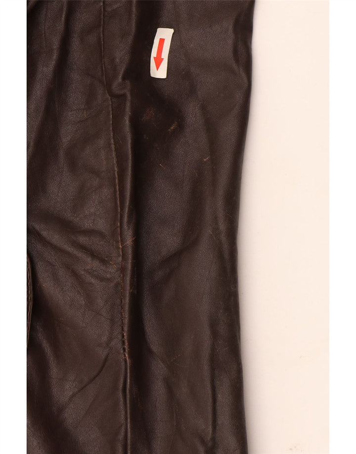 Giacca blazer in pelle vintage da donna a 2 bottoni UK 12 Marrone medio