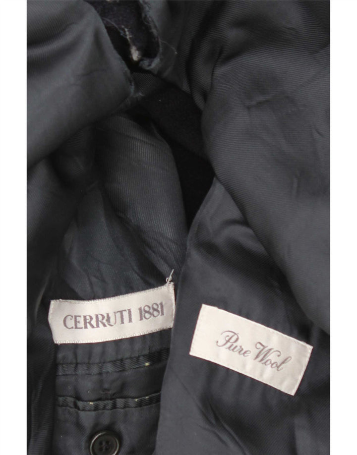 Cerruti 1881 Cappotto Uomo UK 38 Medium Blu Navy Lana Vergine