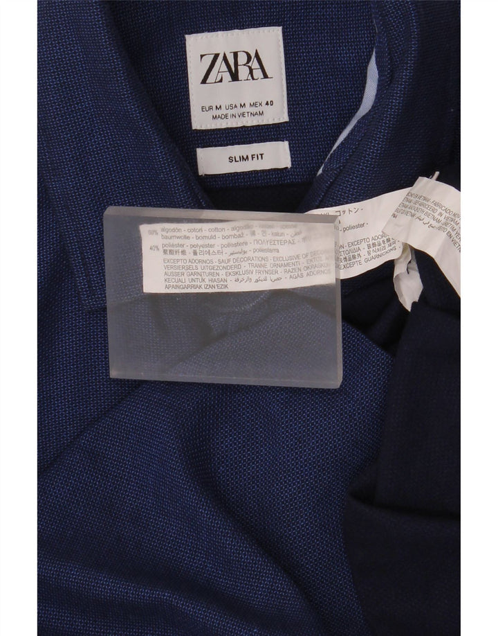 Camicia Zara da uomo slim fit in cotone blu navy medio