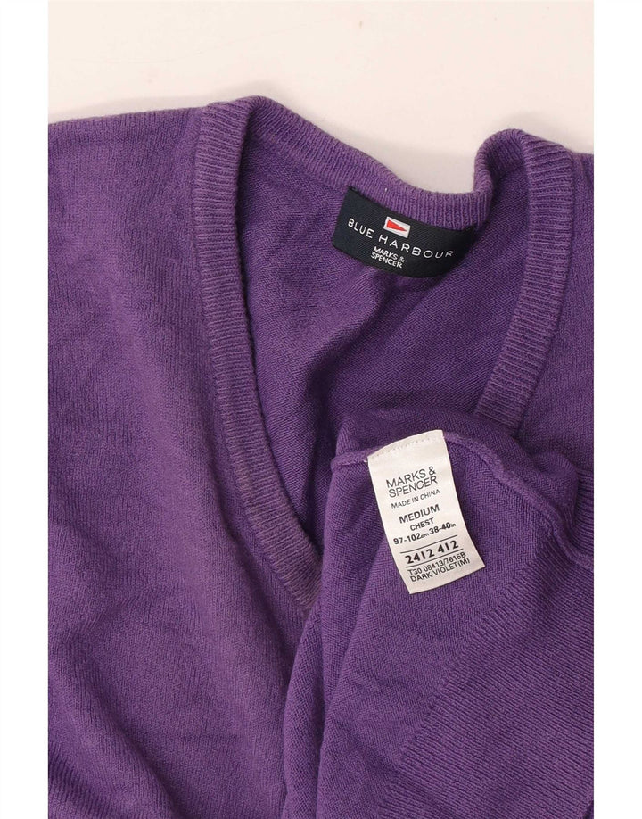 Maglione da uomo con scollo a V blu Harbour Marks & Spencer viola medio