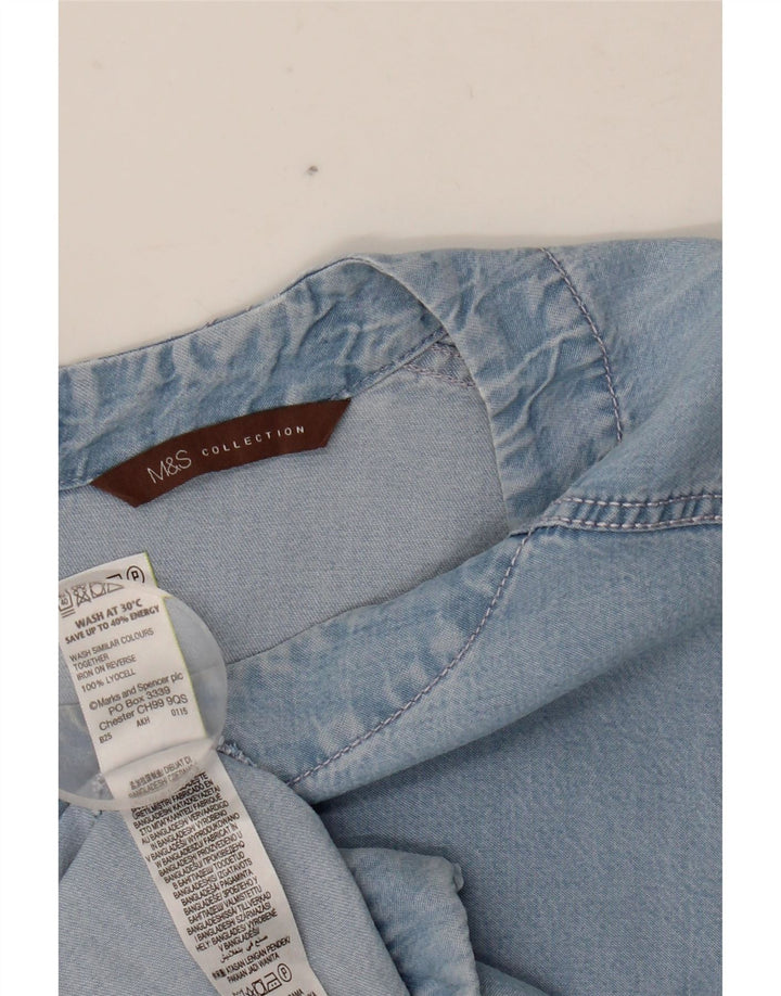 MARKS & SPENCER Camicetta di jeans da donna Top UK 20 2XL Lyocell blu
