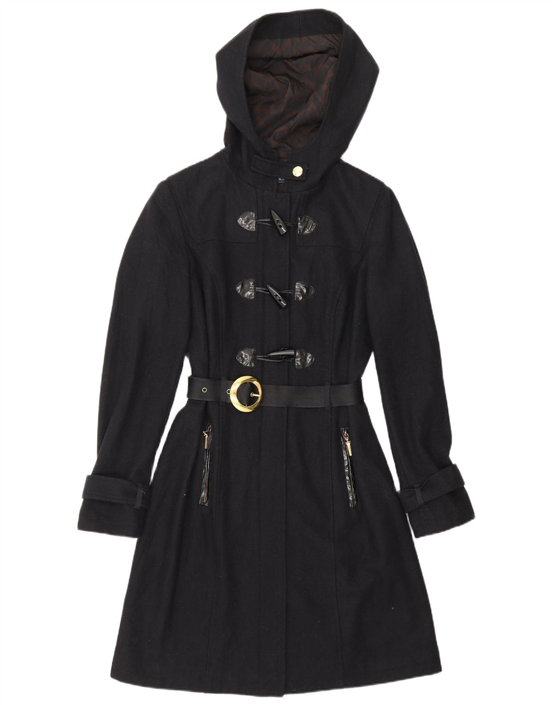 Montgomery con cappuccio da donna CARACTERE UK 10 piccolo in lana blu navy