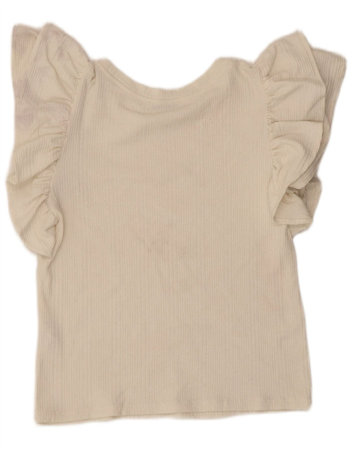 Top corto da donna Zara in camicetta UK 14 grande poliestere bianco sporco