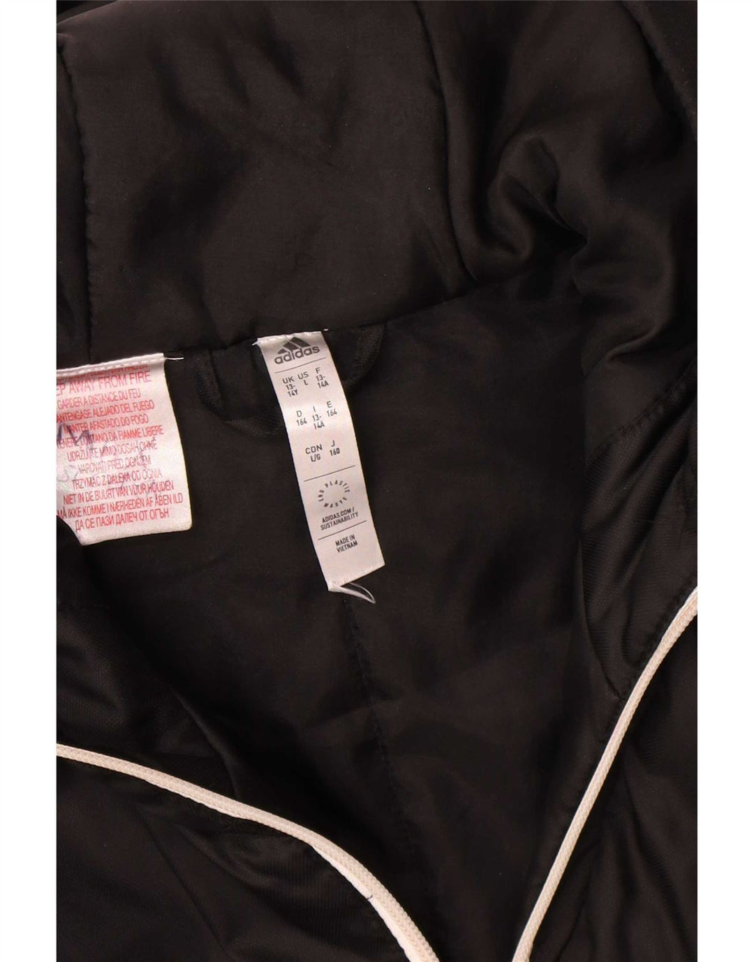 Cappotto imbottito con cappuccio Adidas da ragazzo 13-14 anni in poliestere nero