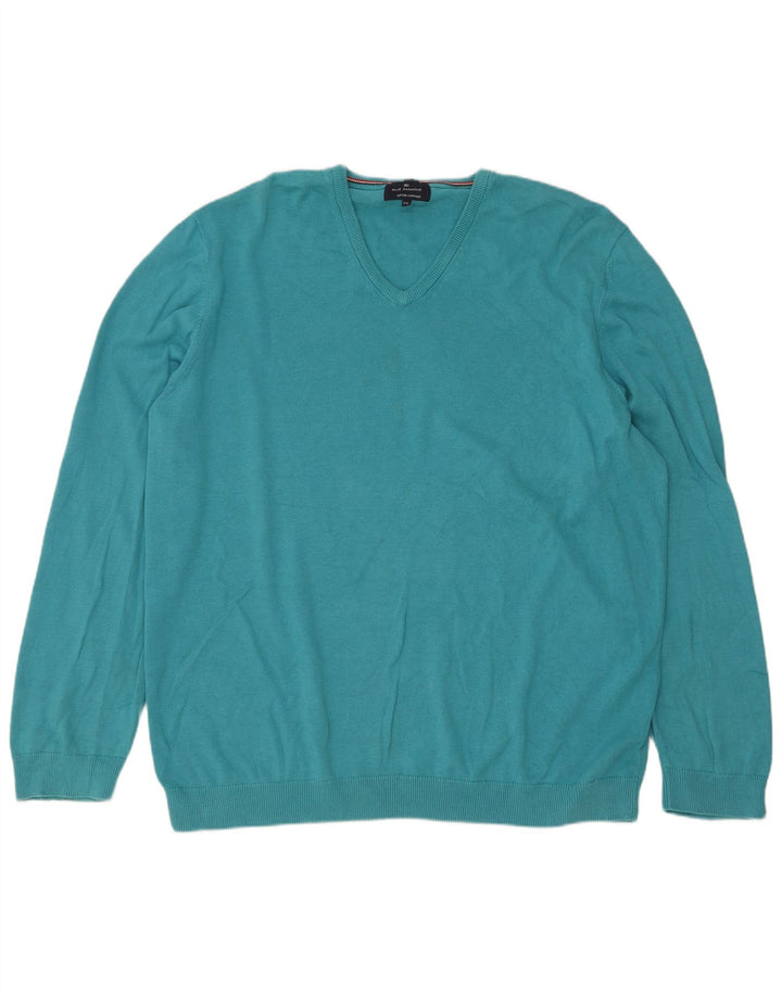 Maglione maglione con scollo a V da uomo Marks & Spencer 2XL cotone turchese
