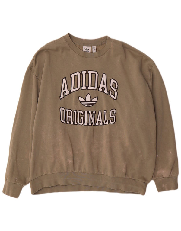 Felpa oversize con grafica Adidas da donna UK 12/14 Medio Cachi