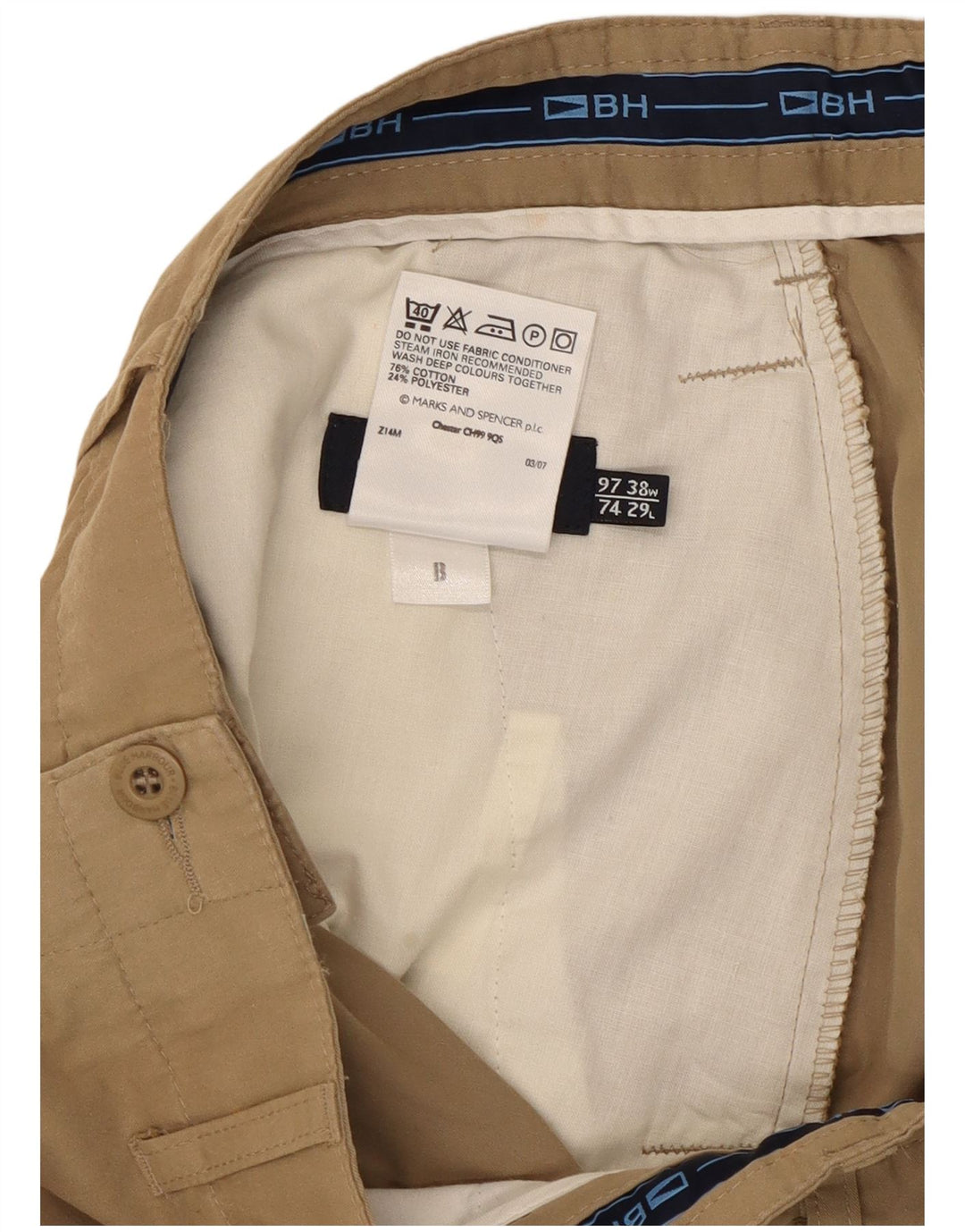 Pantaloni chino bootcut da uomo Marks & Spencer blu Harbour W38 L29 Beige