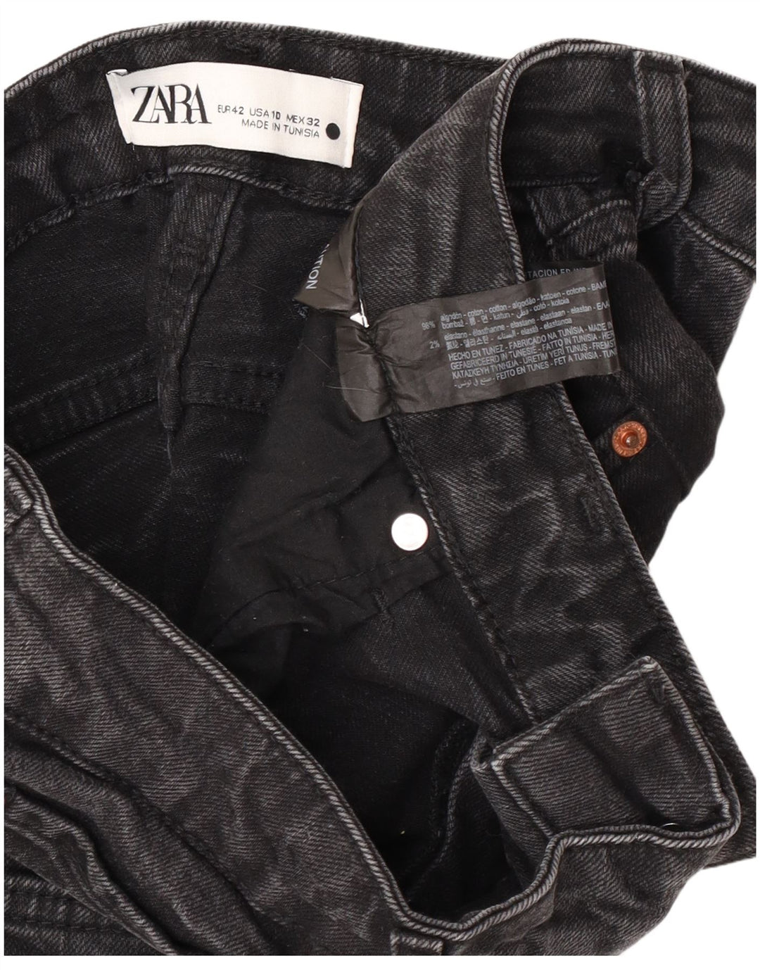 Jeans corti da donna Zara EU 42 Large W32 L25 cotone nero