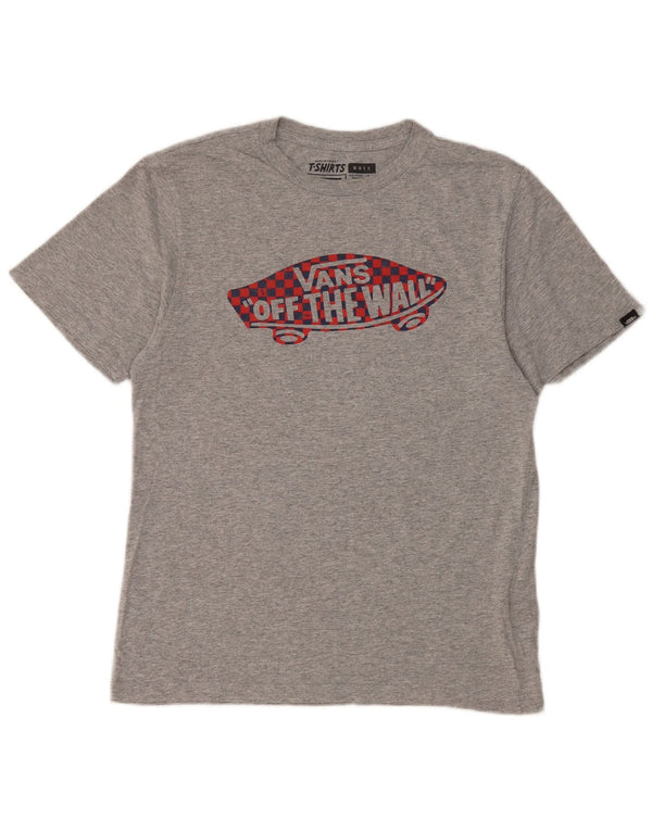 T-shirt grafica da ragazzo Vans Top 12-13 anni Large in cotone grigio