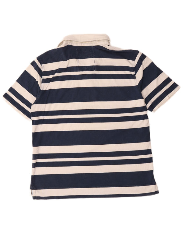 Crew Clothing Mens Rugby Polo Shirt XL Navy Blue Striped Cotton