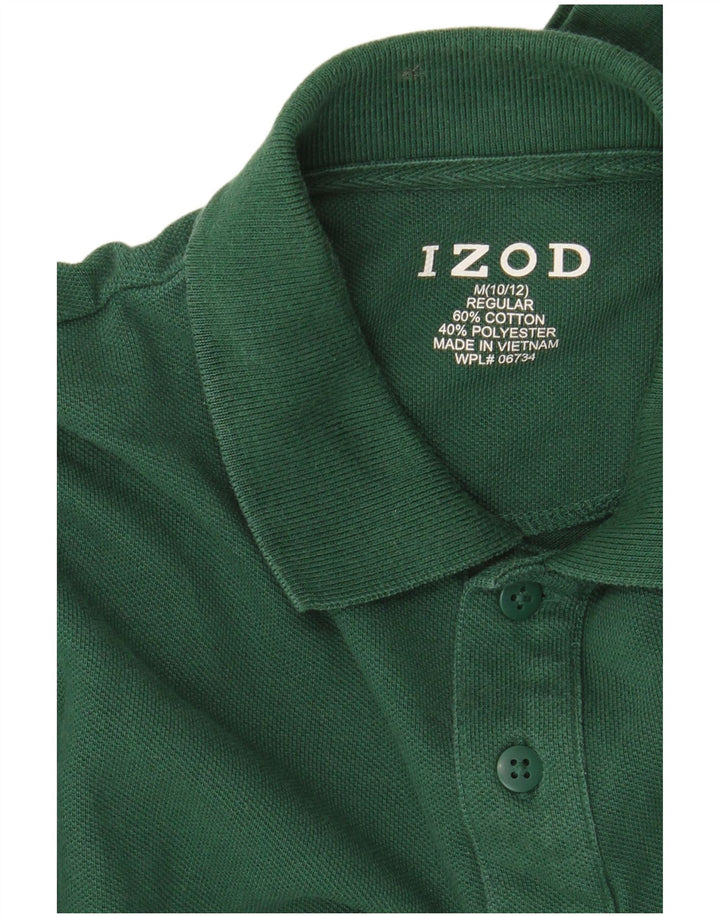 IZOD Boys Regular Long Sleeve Polo Shirt 10-11 Years Medium Green Cotton