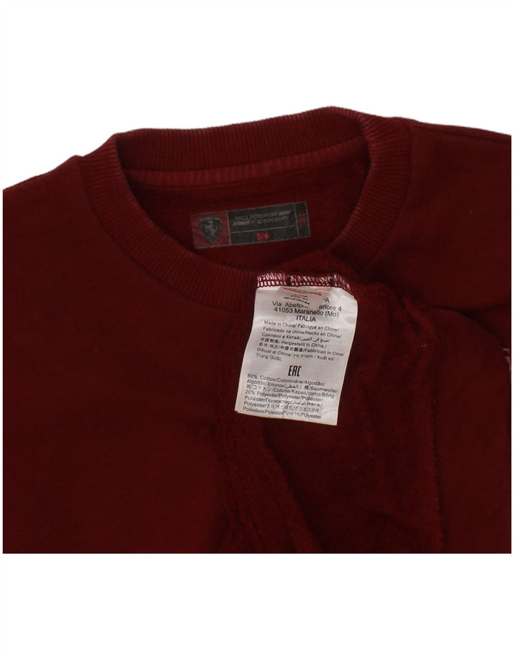 FERRARI Felpa Maglione Bambino 5-6 Anni Bordeaux Cotone