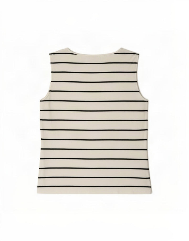 Canotta da donna Belfe UK 12 cotone a righe bianche medie
