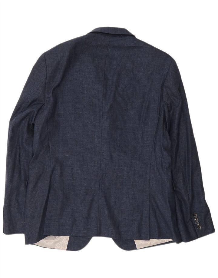 Giacca blazer slim fit da uomo Dkny a 2 bottoni EU 54 2XL lana blu navy