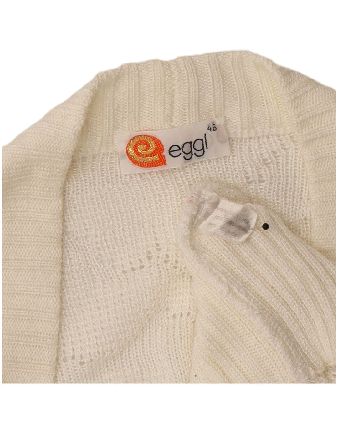 Maglione cardigan da donna vintage IT 46 grande acrilico bianco