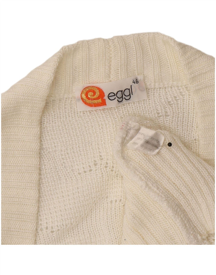 Maglione cardigan da donna vintage IT 46 grande acrilico bianco