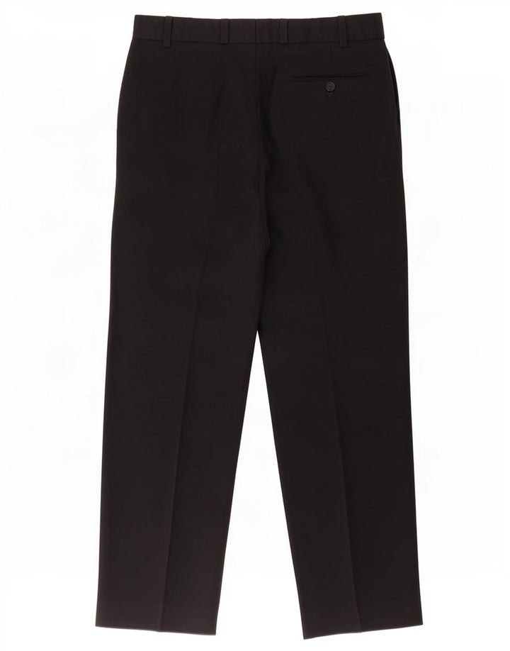 Pantaloni da abito con pegging da uomo Marks & Spencer W36 L31 poliestere blu navy