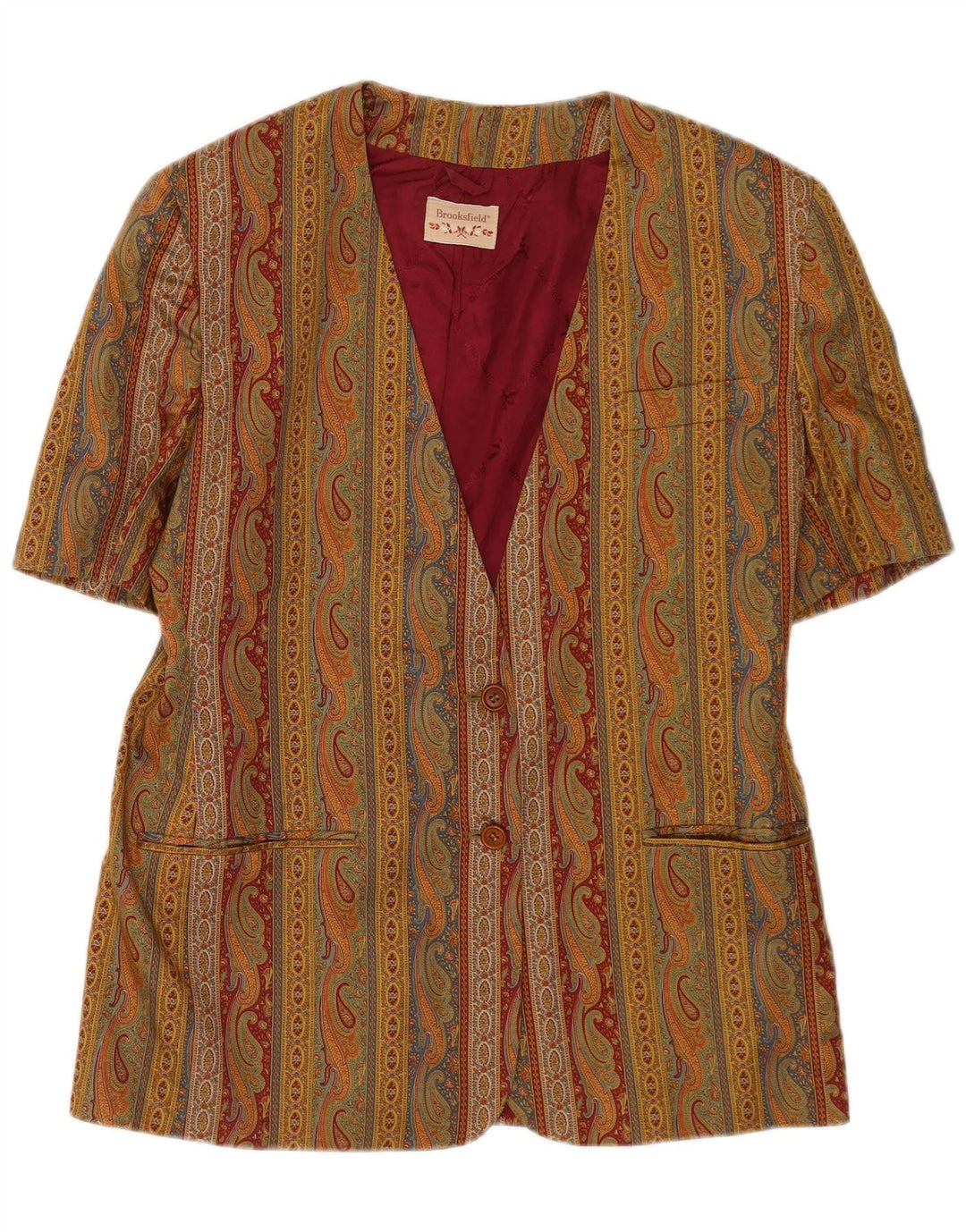 Giacca blazer a maniche corte da donna Brooksfield IT 48 XL Cachi Paisley