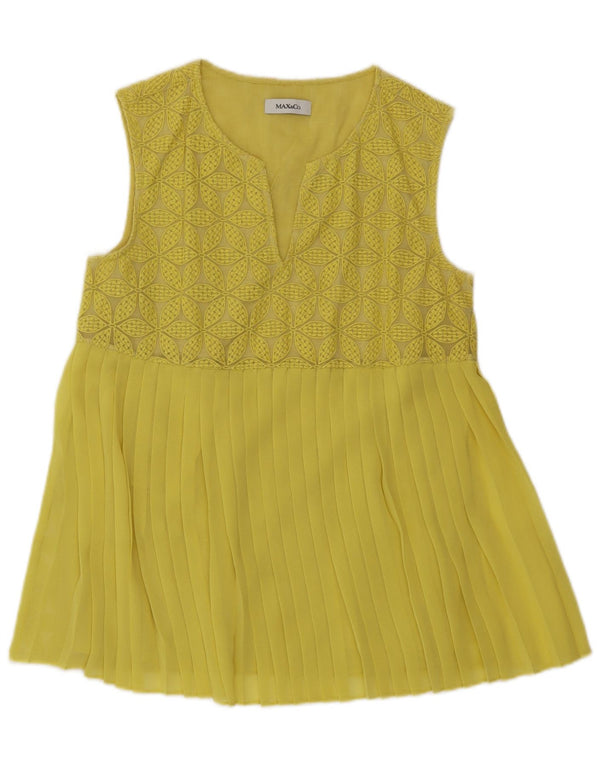 Top camicetta senza maniche da donna Max & Co. UK 10 piccolo giallo floreale