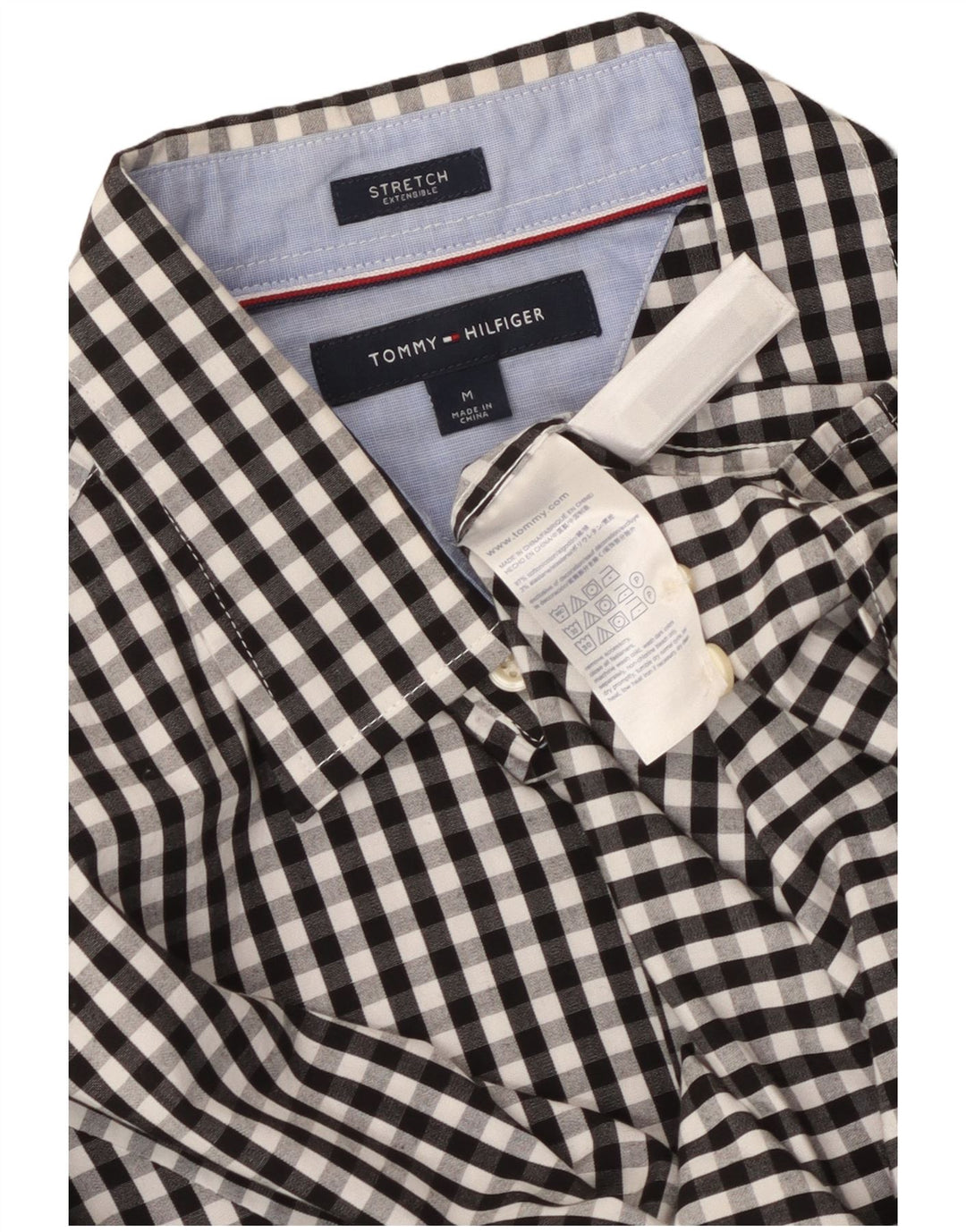 TOMMY HILFIGER Camicia da uomo in cotone a quadretti nero medio