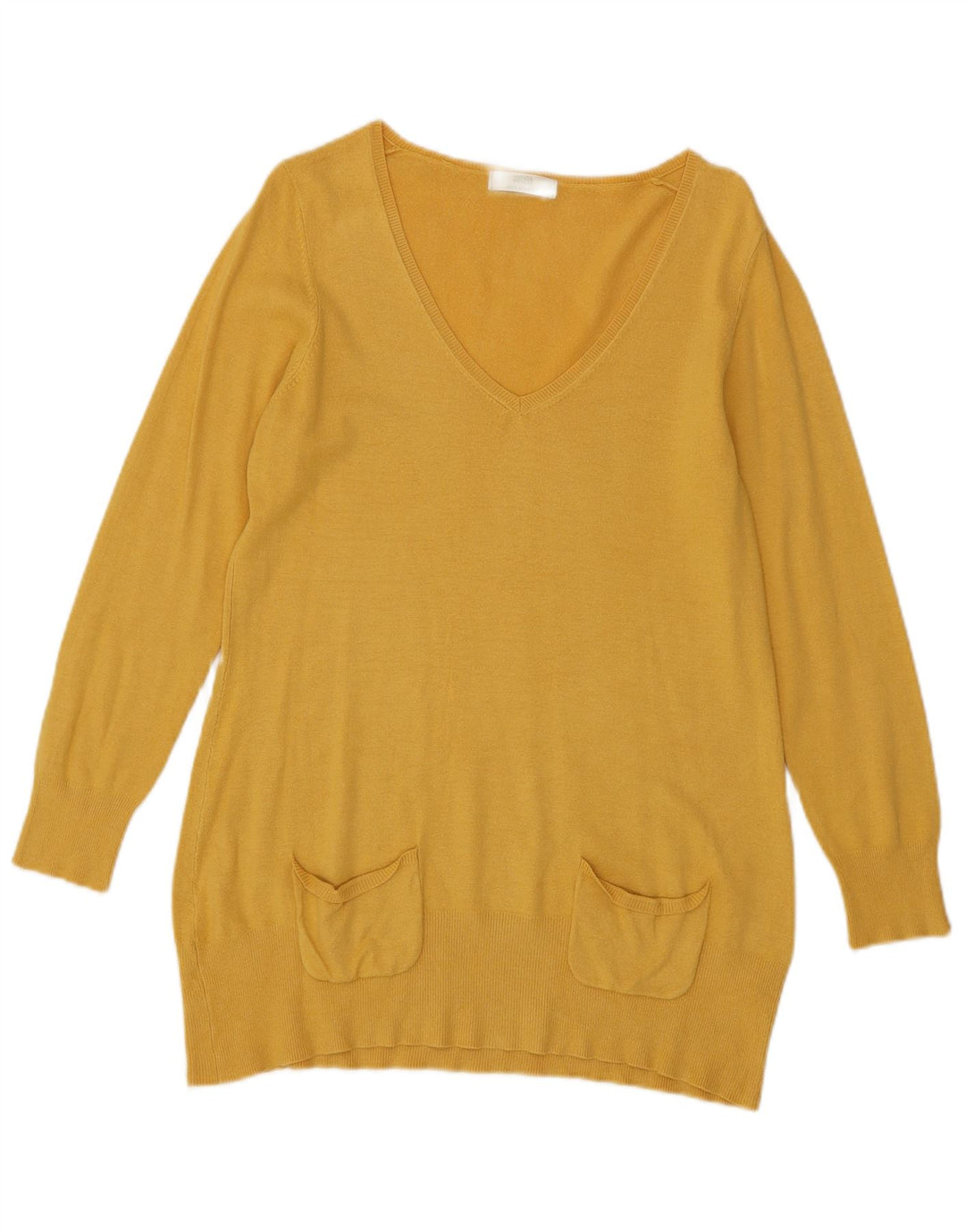 Maglione da donna con scollo a V Marks & Spencer UK 14 Viscosa giallo medio