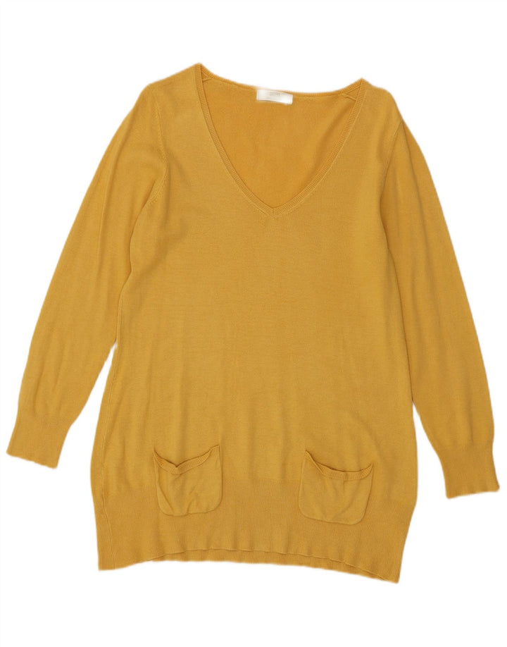 Maglione da donna con scollo a V Marks & Spencer UK 14 Viscosa giallo medio
