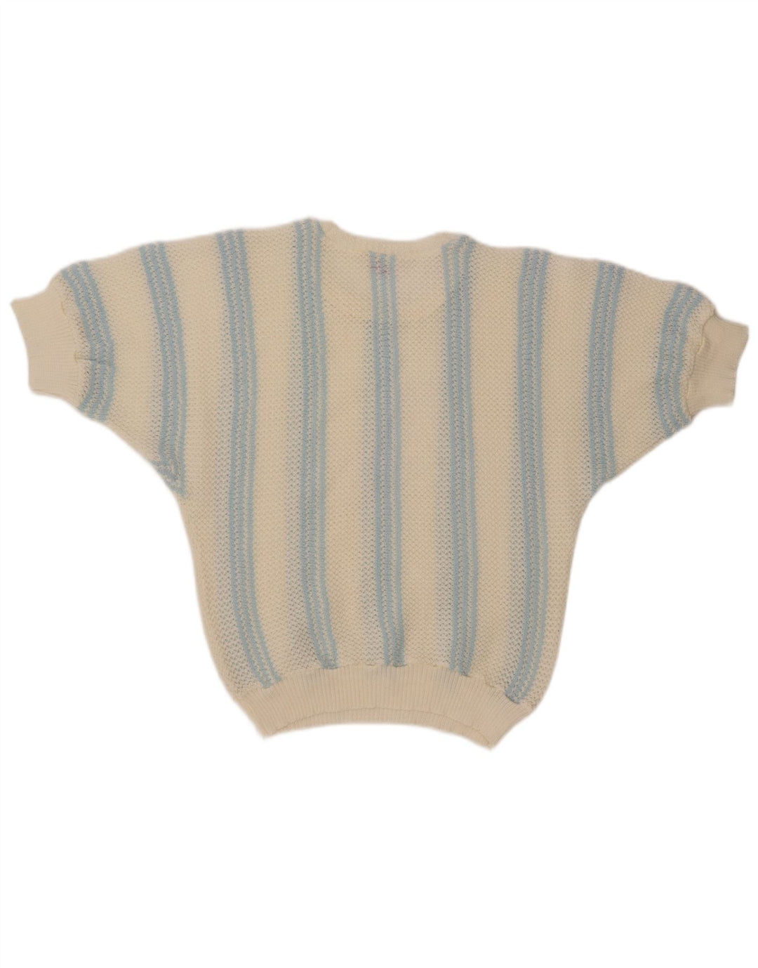 Maglione maglione con scollo a barca da donna VINTAGE UK 12 medio a righe bianco sporco