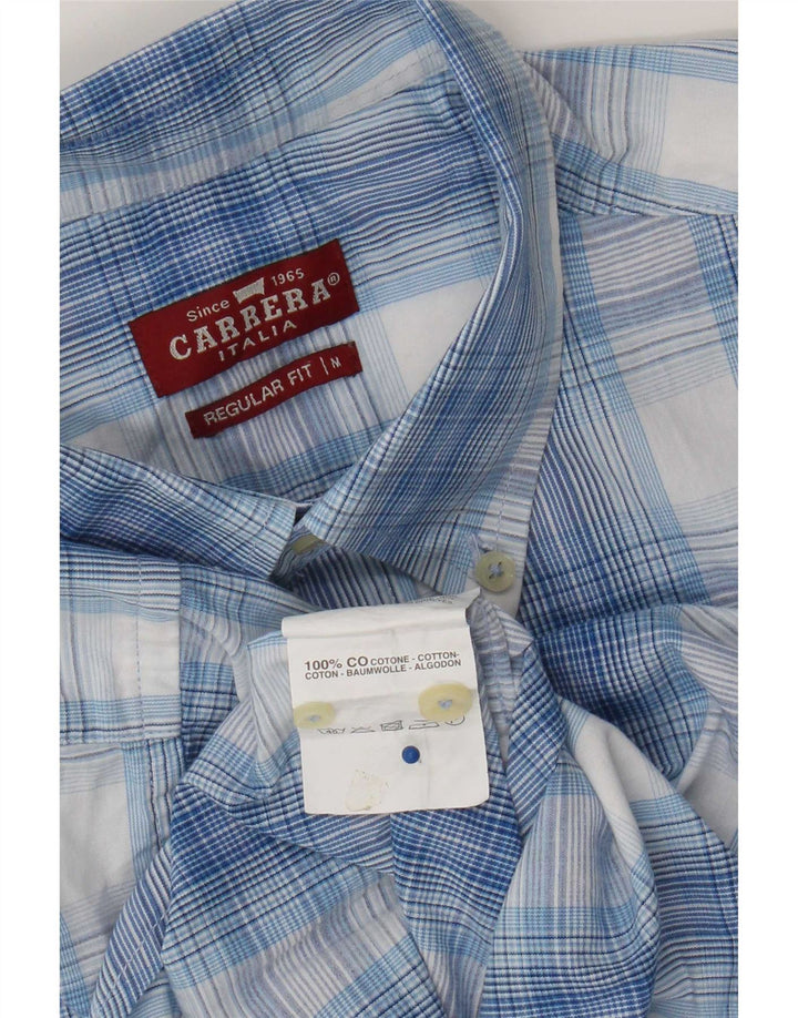 Camicia Carrera da uomo a maniche corte vestibilità regolare in cotone a quadri blu medio