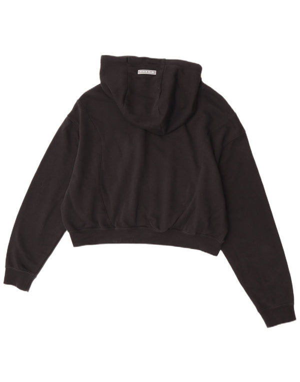 Felpa con cappuccio oversize Nike Air Crop da donna UK 10 piccola in cotone nero