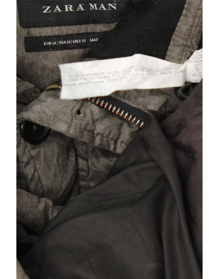 Cappotto imbottito da uomo Zara UK 38 Poliestere grigio medio