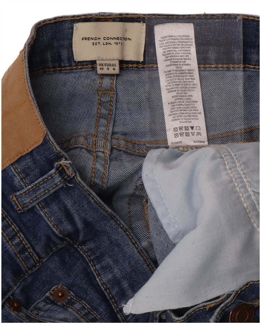 FRENCH CONNECTION Jeans skinny da donna UK 10 Small W28 L29 Cotone blu