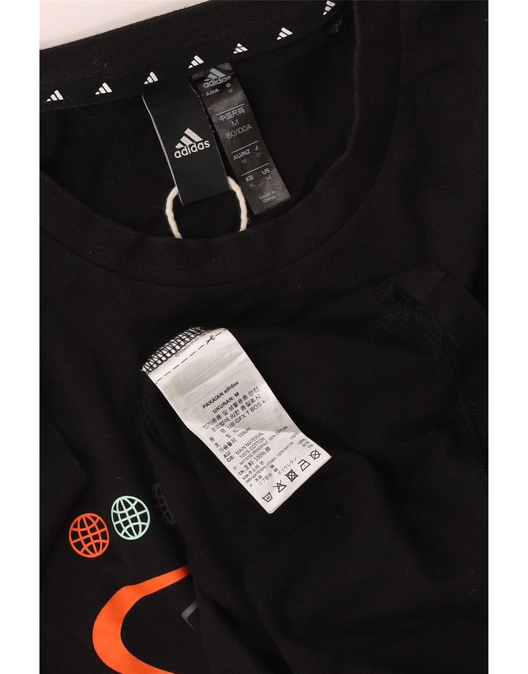 T-shirt grafica da uomo Adidas Top in cotone nero medio