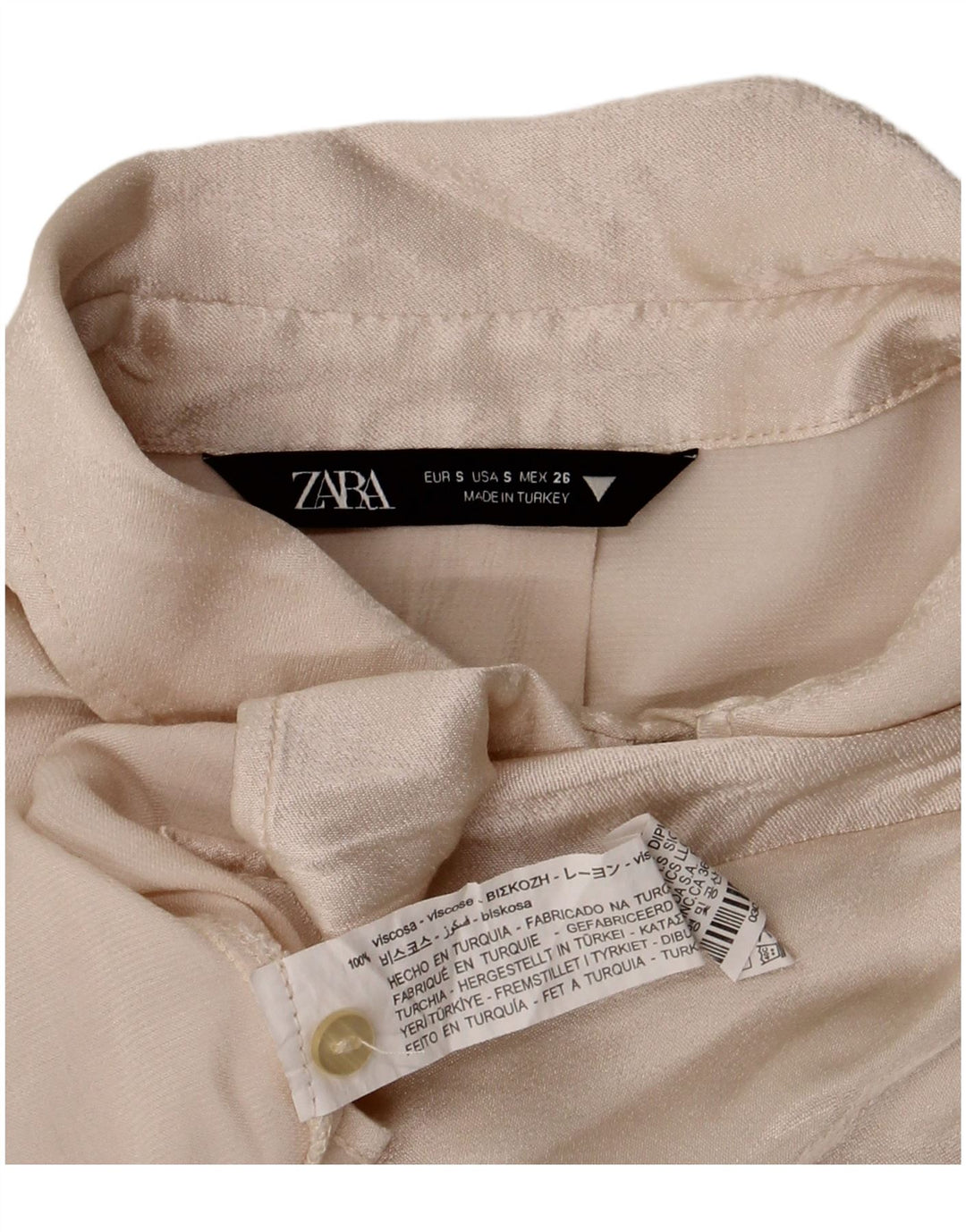 Camicetta corta oversize da donna Zara UK 10 piccola viscosa beige