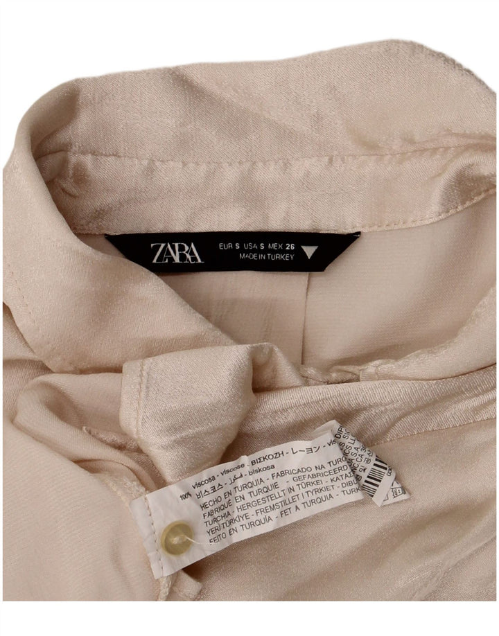 Camicetta corta oversize da donna Zara UK 10 piccola viscosa beige