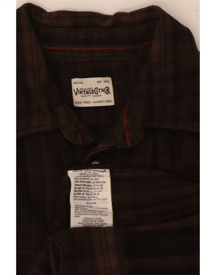 Camicia da uomo in flanella Jack & Jones in cotone a quadri marrone medio