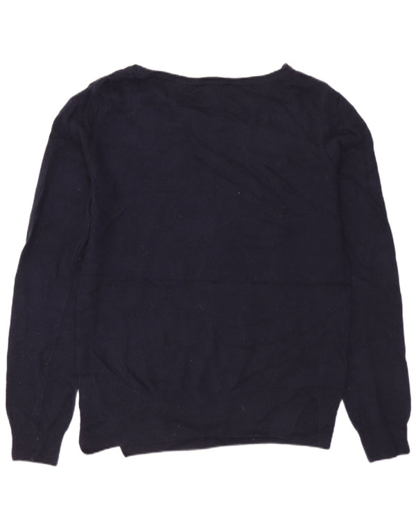 BARBOUR Maglione da donna con scollo a barca con grafica UK 10 Small Lana blu navy