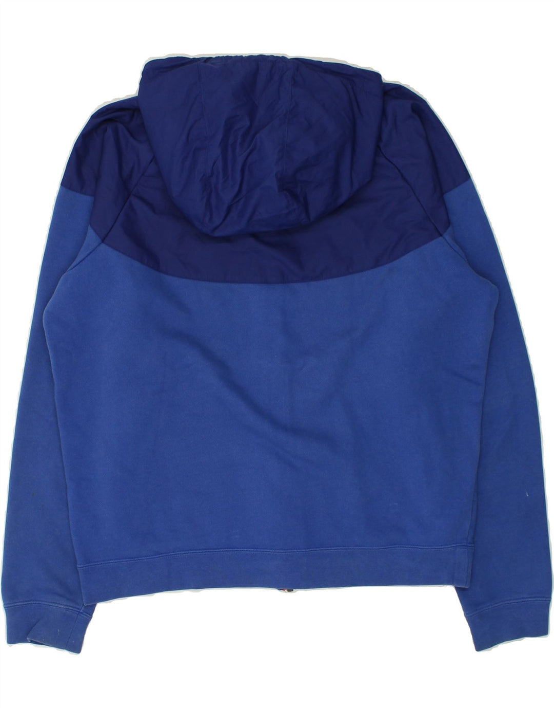 NIKE Womens Air Zip Hoodie Sweater UK 14 Medium Blue Colourblock Cotton | Vintage Nike | Thrift | Second-Hand Nike | Used Clothing | Messina Hembry 