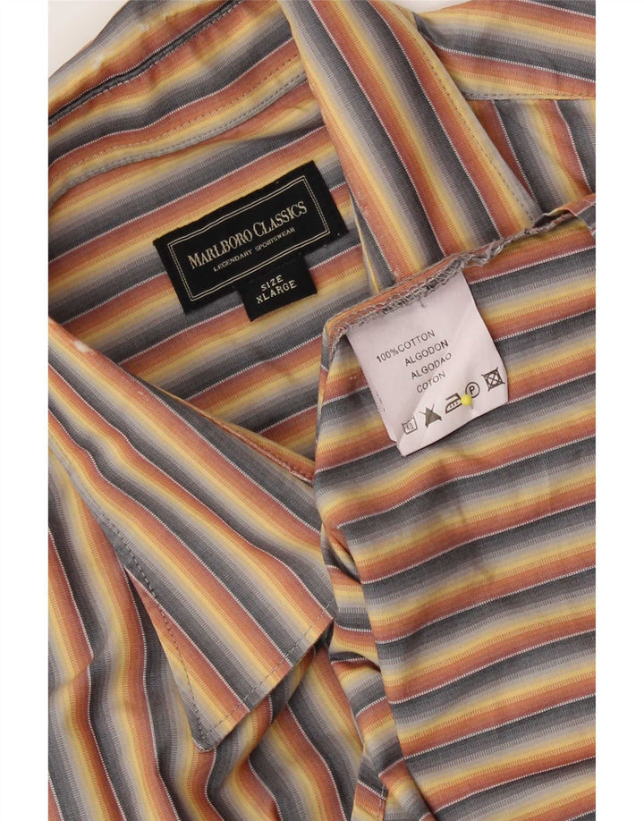 Camicia da uomo Marlboro Classics XL in cotone a righe multicolore