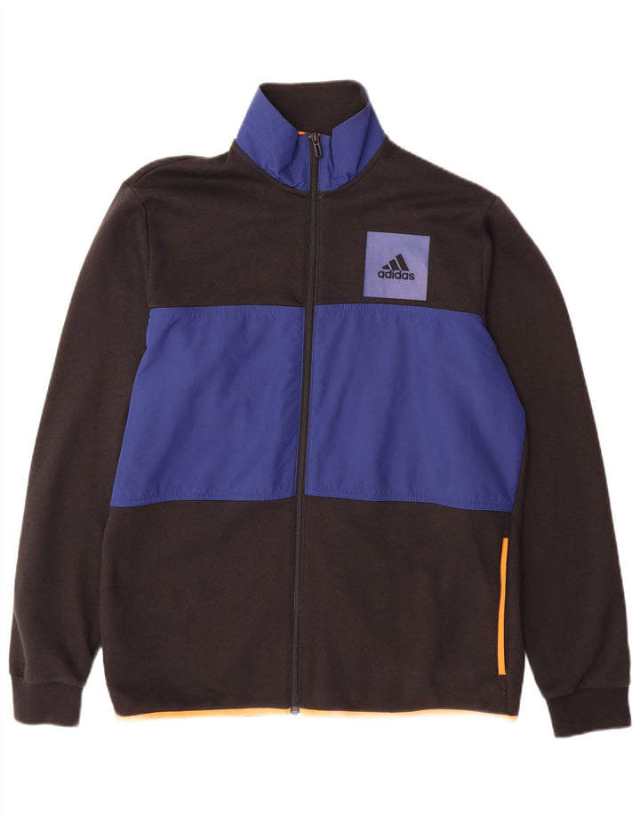 ADIDAS Mens Tracksuit Top Jacket Large Black Colourblock Cotton