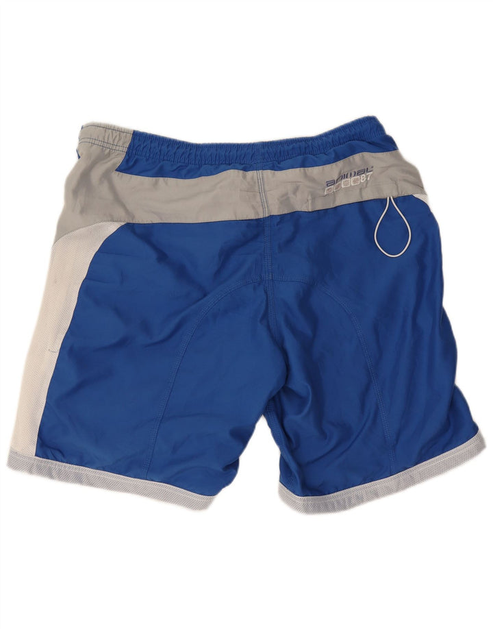 Pantaloncini da bagno con grafica da uomo con animali, grande, in poliestere color block blu