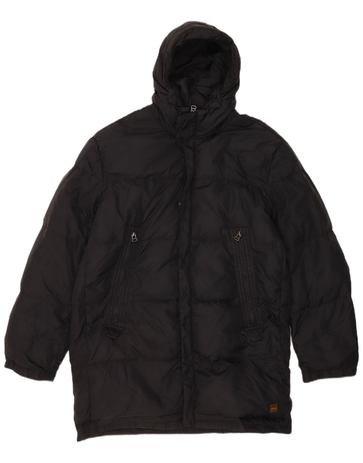 Cappotto imbottito con cappuccio da uomo Hugo Boss IT 50 Large Nero in poliammide