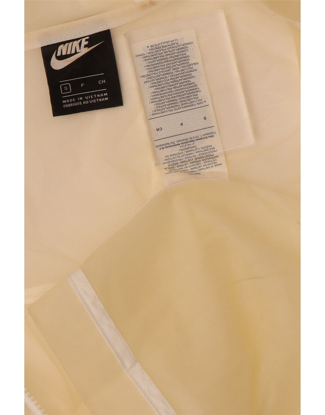 Giacca antipioggia oversize con cappuccio Nike da donna UK 10 Small Off White Poliuretano