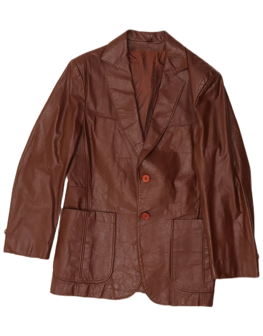 Giacca blazer in pelle da uomo a 2 bottoni Jean Pierre UK 38 Marrone medio