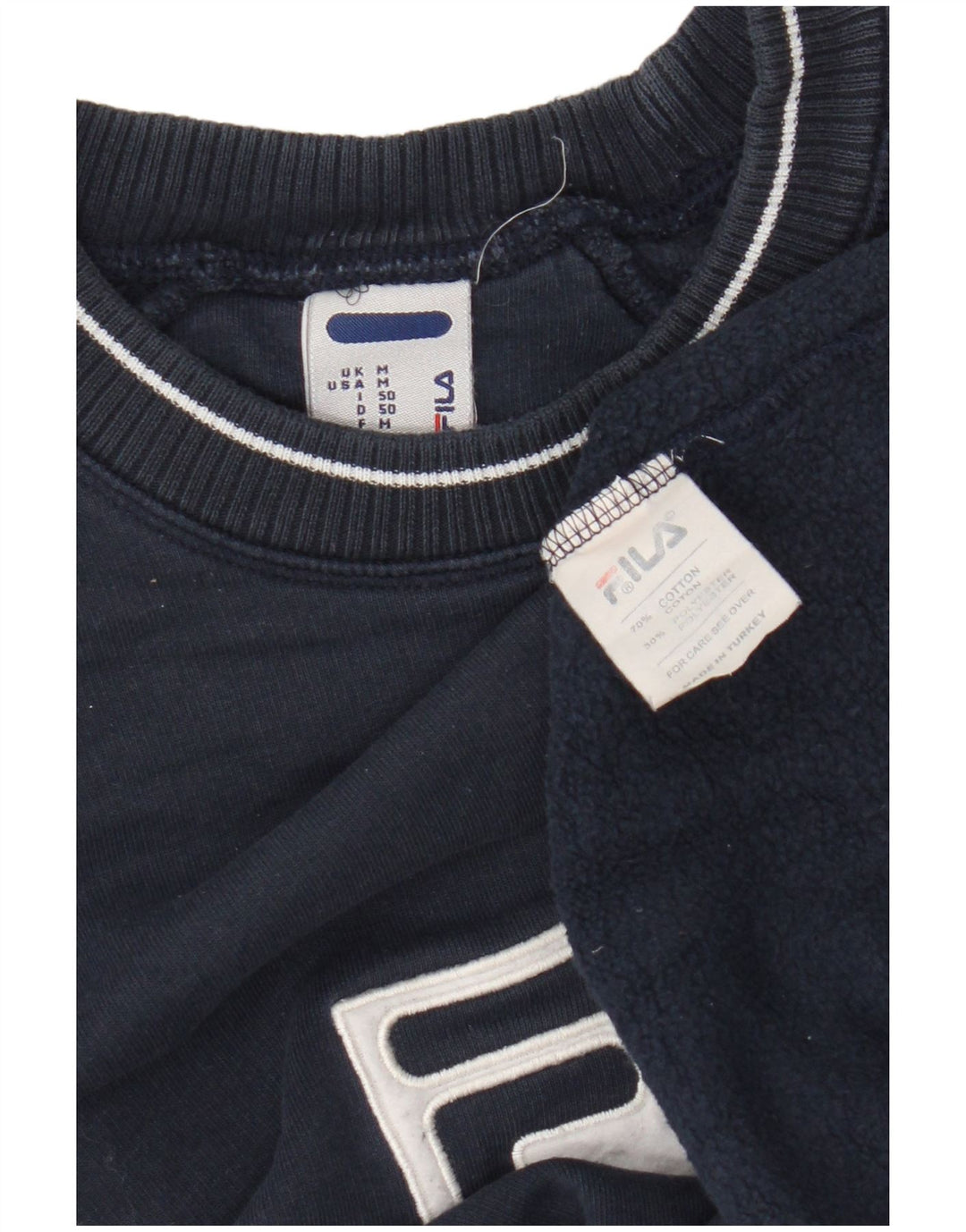 Felpa grafica da uomo Fila, maglione medio, cotone blu navy
