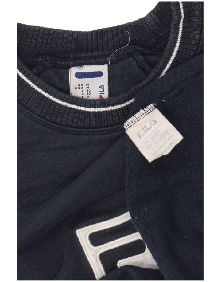 Felpa grafica da uomo Fila, maglione medio, cotone blu navy