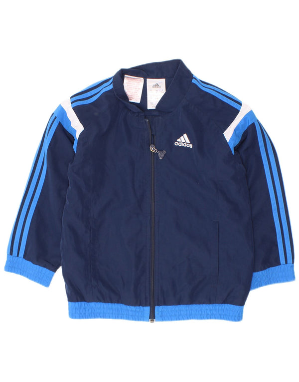Giacca da tuta da ragazzo Adidas 3-4 anni in poliestere color block blu navy